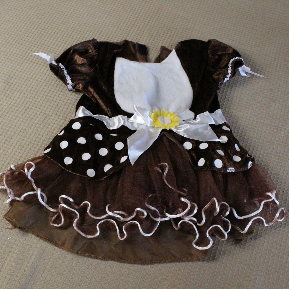 Wal-Mart Infant Deer Costume Dress 6-12M Brown Polka Dot Tutu Cottagecore Y2K